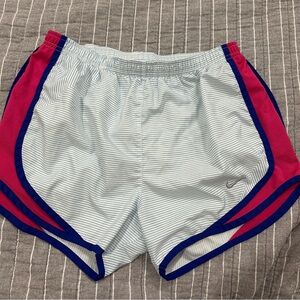 Nike Women's Athletic Shorts - White with Blue and Pink Accents